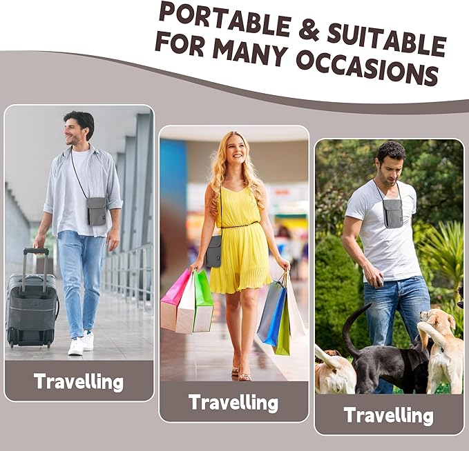5.5" L x 7.9" W Travel Neck Wallet, RFID Blocking Passport Holder, Security Lightweight Passport Travel Wallet, Neck Pouch Gifts for Women Men(Grey)
