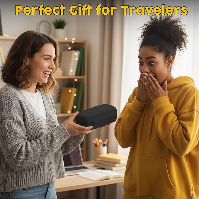 Double Eyeglasses Case,Hard Shell Glasses Case Travel Sunglasses Organizer with Adjustable Slot & Clip for Men Women