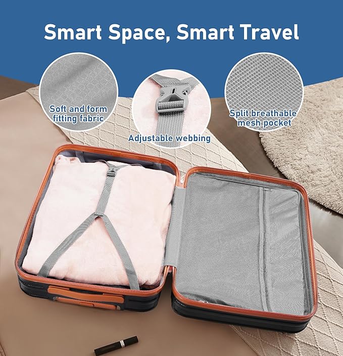 Luggage Set 5 Piece, Polycarbonate Luggage with TSA Locks,sturdy and durable, Carry On Luggage Set Suitable for Family Travel(Black 20/24/28 Inch)