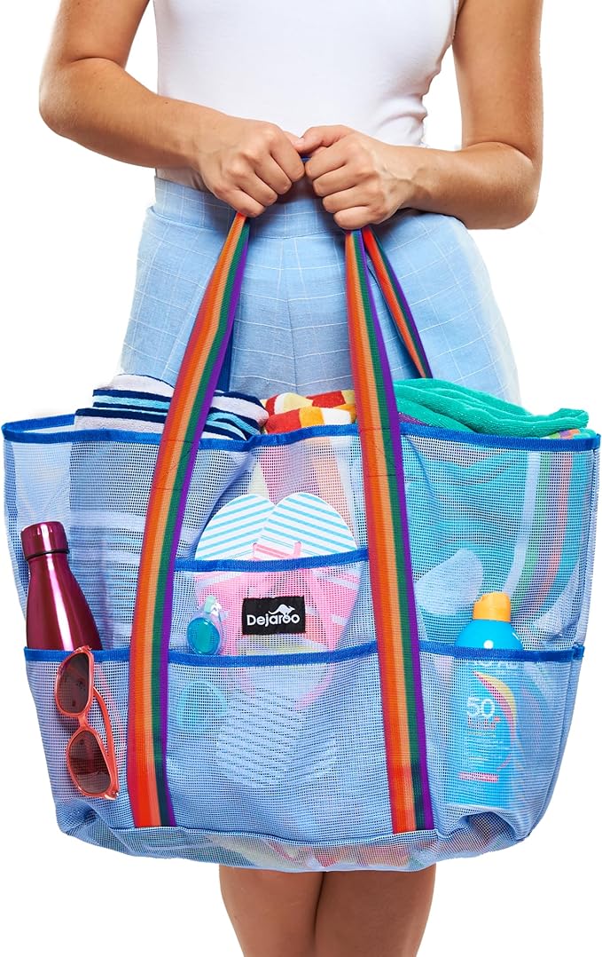 Dejaroo Mesh Sand Free Bag - Strong Lightweight Bag For Beach & Vacation Essentials. Tons of Storage!