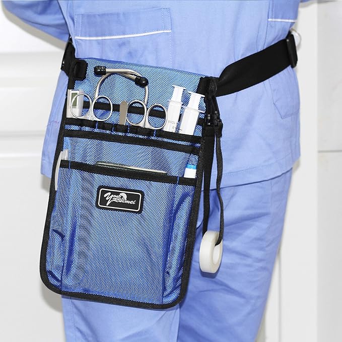 Nurse Fanny Pack for Work,Kit Practical Waist Bag for Nurses,Fanny Pack for Basics,Nurse Utility Belt Organizer Bag (BlueCyan)