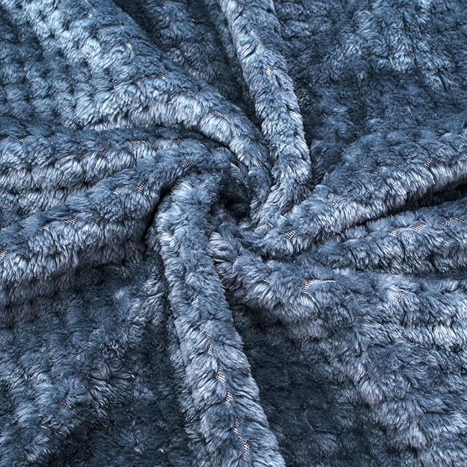 Fuzzy Blanket or Fluffy Blanket for Baby, Soft Warm Cozy Coral Fleece Toddler, Infant or Newborn Receiving Blanket for Crib, Stroller, Travel, Decorative, 30”×40”, Flint Gray+Smoked Blue