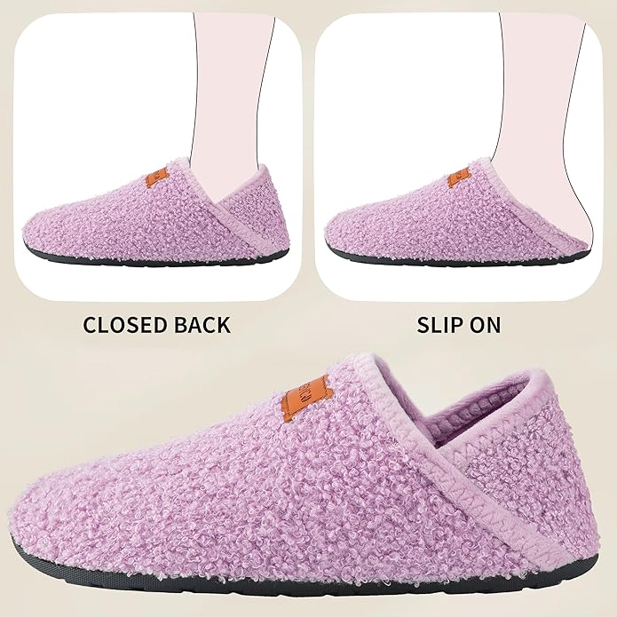Women's Men's Fuzzy Fur Slippers Casual House Shoes Non Slip Barefoot Slipper Socks Warm Closed Back Indoor Outdoor Shoes