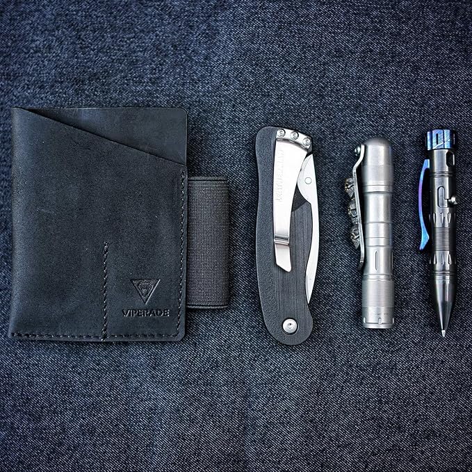 VIPERADE PJ12 Leather EDC Pocket Organizer for Belt, Multitool and Flashlight Holster, Leather EDC Holster with Pen Loop, EDC Leather Knife Sheath with Belt Clip