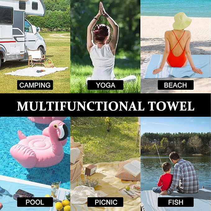 4 Pack Turkish Striped Beach Towels Bulk Oversized 39"x71" Large Bath and Pool Set Quick Dry Lightweight Travel Towel for Adult,100% Cotton