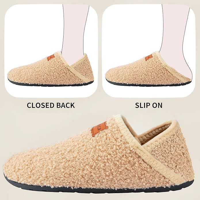Women's Men's Fuzzy Fur Slippers Casual House Shoes Non Slip Barefoot Slipper Socks Warm Closed Back Indoor Outdoor Shoes