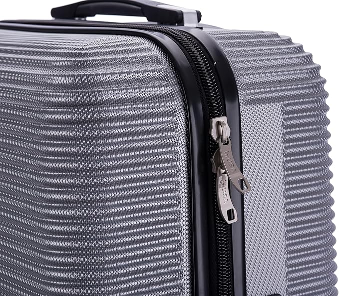 InUSA ROYAL Hardside Luggage Set with Spinner Wheel | Spacious Travel Suitcases with Ergonomic GEL Handle and Studs | (20/24/28) 3 Piece Luggage Set | Silver