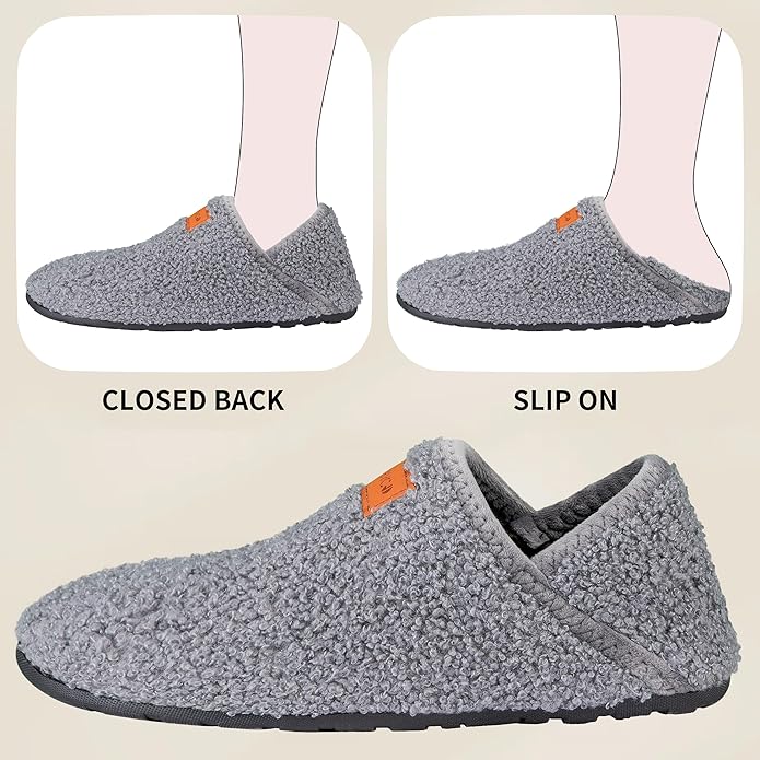 Women's Men's Fuzzy Fur Slippers Casual House Shoes Non Slip Barefoot Slipper Socks Warm Closed Back Indoor Outdoor Shoes