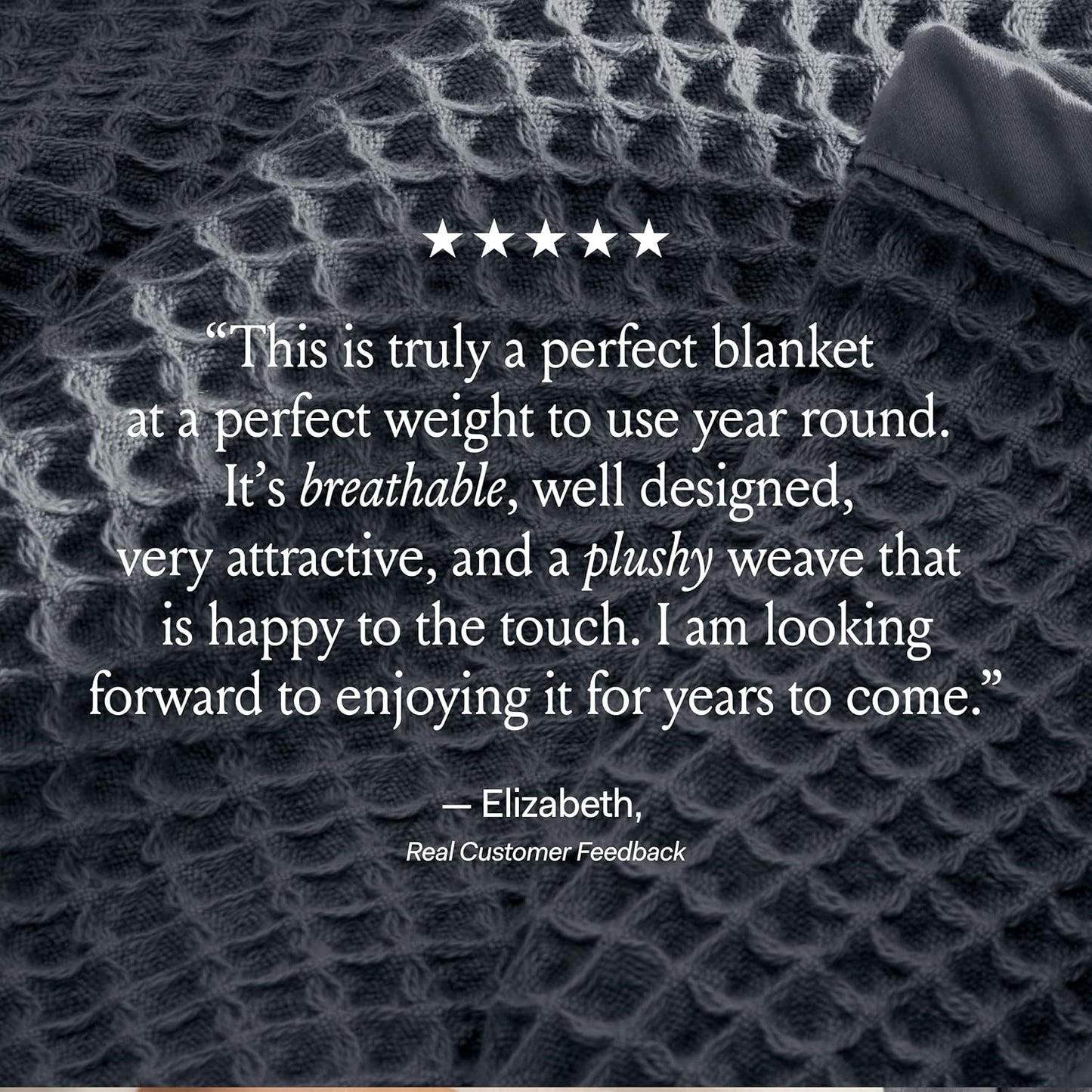 BOLL & BRANCH Waffle Bed Blanket - Full/Queen, Pewter - Luxury 100% Organic Cotton - Soft, Lightweight and Breathable - Textured Waffle Weave Design