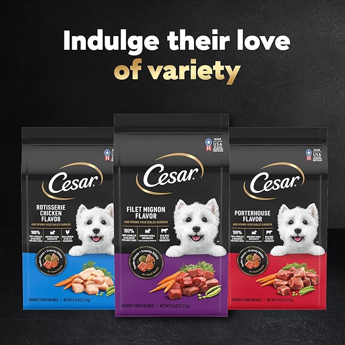 Cesar Small Breed Dry Dog Food for Small Dogs Rotisserie Chicken Flavor and Spring Vegetables Garnish, 2.7 lb Bag