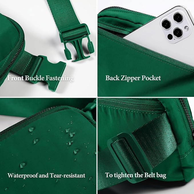 Cross Body Fanny Packs for Women Men Fashion Waist Bag Pouch Nylon Small Travel Crossbody Bags Mini Purse Everywhere Belt Bag Bum Bag for Workout Running Hiking Everglade Green