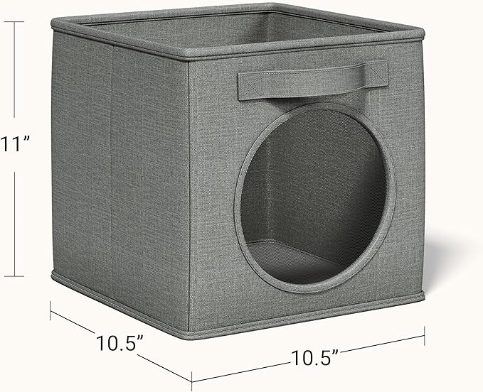 Vailando Ultra Thick Fabric Foldable Storage Bins with Mesh Window - 11 Inch Cube Storage Organizer for Clothes, Shelves, Offices, Toys & Misc, Dark Gray, 4 Pack