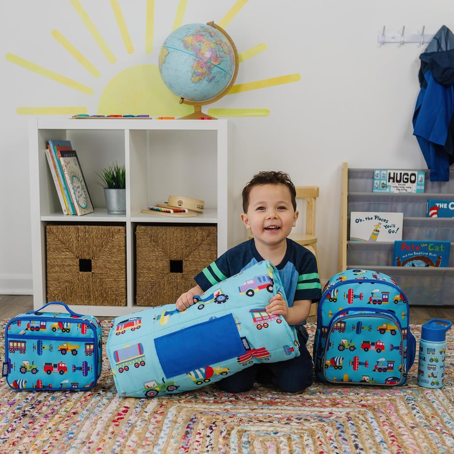 Wildkin Kids Insulated Lunch Box – Durable and Reusable for School & Travel - Trains, Planes, and Trucks