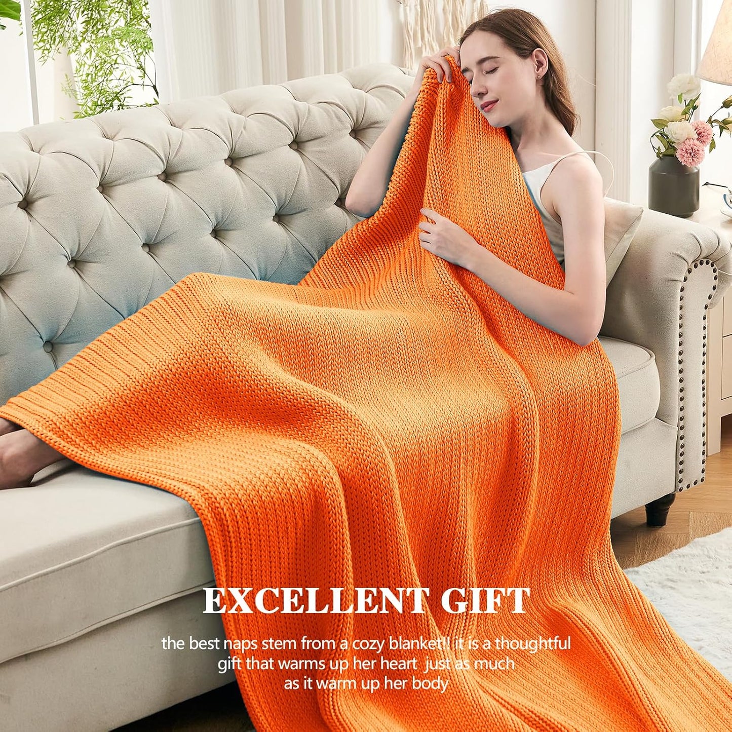 L'AGRATY Knitted Weighted Blanket - 50"x60" 7lbs Cooling Chunky Knit Heavy Blanket for Adults Braided Crochet Throw Thick Cable Yarn Knit Decorative No Beads Evenly Weighted Machine Washable