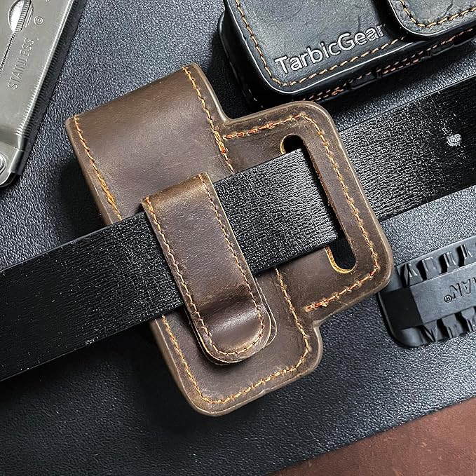 Leather Multitool Sheath for Belt, Multitool Holster with Belt Clip for Men, Pocket Organizer for Work, Fits for Leatherman, SOG, Gerber Tools