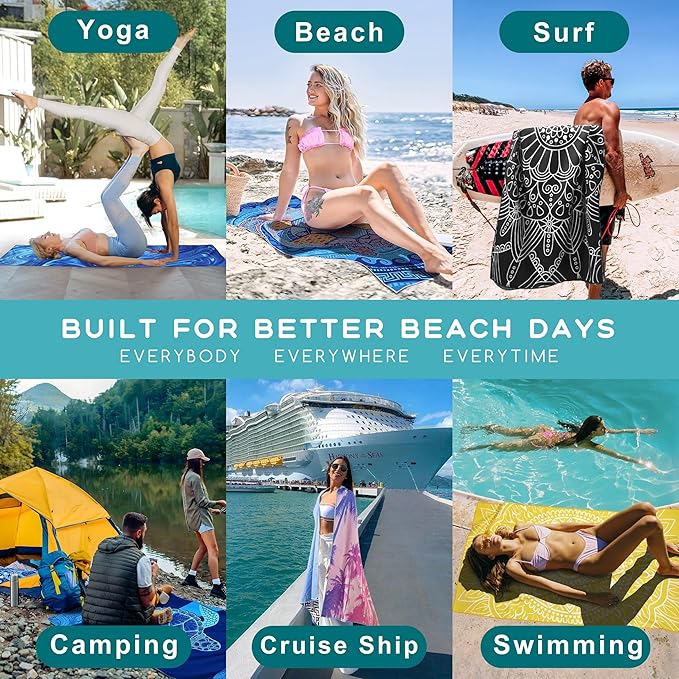Margelife Sand Proof Microfiber Beach Towels Adult –Quick Fast Dry Beach Oversized for Swim Pool Yoga Travel Blanket Essentials Lightweight Accessories Must Haves Women Gifts Butterfly Coconut Tree