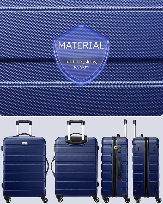 Suitour Luggage 3 Piece Sets Hard Shell Luggage Set Spinner Wheels, TSA Lock, 20 24 28 inch Travel Suitcase Sets, Dark Blue