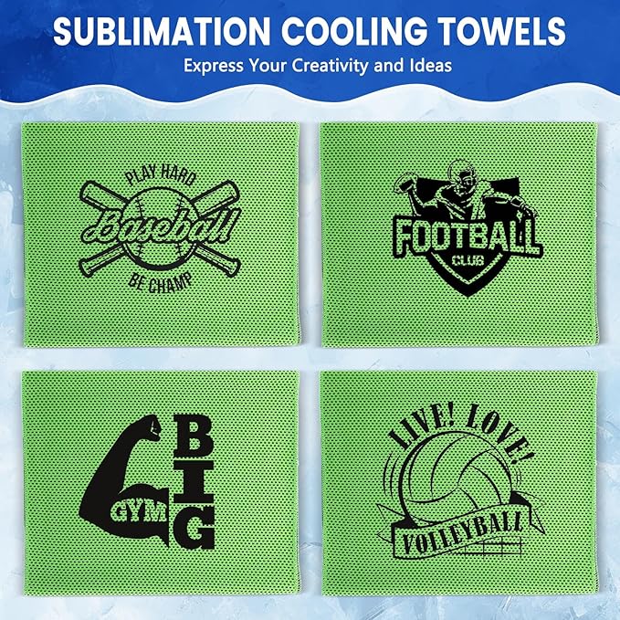 Hosuly 50 Pack Cooling Towels, 40"x12" Yoga Towels Ice Breathable Soft Chilly Sweat Rag Microfiber Workout Rags for Neck and Face for Gym Golf Sport Running(Green)