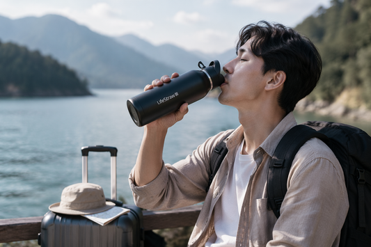 LifeStraw Go Series Stainless Steel Filter Bottle (24oz Nordic Noir)