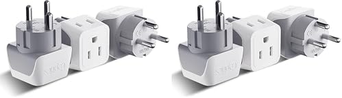 Ceptics Denmark Travel Adapter Plug with Dual USA Input - Power - Type K (6 Pack) - Ultra Compact - Safe Grounded Perfect for Cell Phones, Laptops, Camera Chargers and More (CT-20)