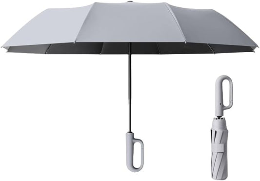 Travel Folding Golf Umbrella 10 Ribs Automatic Open/Close,Lightweight Compact Portable Backpack Car Parasol Outdoor,Sun/Rain,Anti 99 UV Protection UPF 50,Men Women Carabiner Handle Design