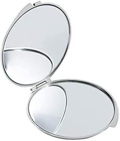 Portable Makeup Compact Double Magnifying Mirror Cosmestic Foldable Pocket Style Unique Mother of Pearl Design (Butterfly)
