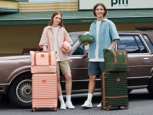Joyway Carry on 20Inch &24 Inch Checked Luggage Set, 2-Piece Expandable Suitecase Set with Spinner Wheel, Hard Shell Suitcase with TSA Lock(Pink)