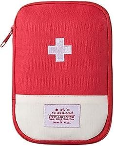 First Aid Bag Empty,Small Portable Empty First Aid Kit Bag Waterproof Section Dividers Travel Medicine Bag for Emergency for Home Office Car Outdoors Boat Camping Hiking Cycling (Red)