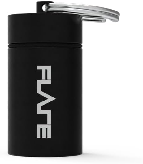 Flare Audio Large Capsule - Lightweight Aluminium with a Keychain for Ear Plugs - Earphones and Hearing Devices - Water-Proof Protection - Travel Accessories - Black