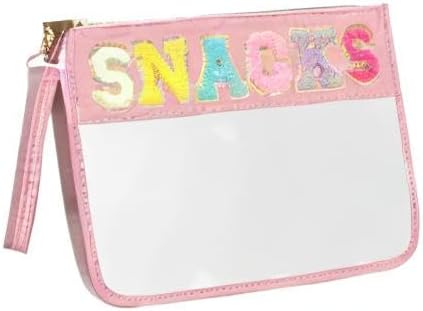 Snack Bags Clear Pouch Travel Makeup Bag Chenille Letter Bags for Zipper Pouch Clear Cosmetic Bag Clearly Tote Bag Makeup Travel Bags for Women