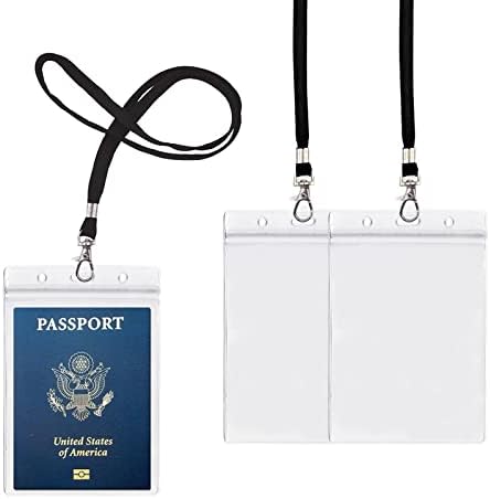4x6Inch Extra Large Passport Holders ID Badge PVC Card Holder with Lanyards Fill for Passports by ALMHPVC (3Pack Black Lanyards)