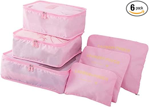 Portable Packing Cubes - Perfect Luggage Organizer Bags, Packing Cubes for Suitcases, Compression Packing Cubes, Travel Bags Organizer for Luggage, Luxurious Travel Cubes, Pink