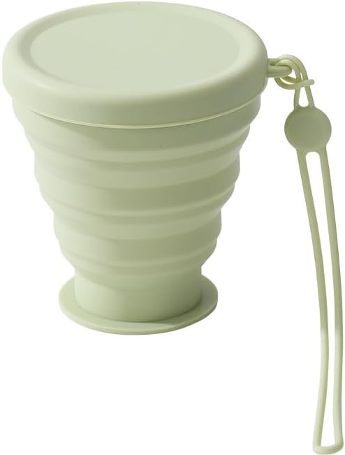 Silicone Collapsible Cups, Folding Camping Cup with Lid, Reusable To- Small Portable Drinking Cup- Perfect for Camping, Hiking and Outdoor Sport Events, for Hot and Cold Drinks (200ml)