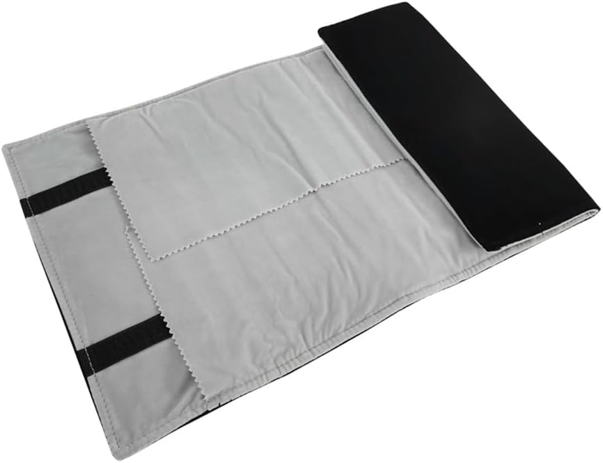 Velvet Travel Jewelry Case Roll Bag Organizer for Necklace Bracelet Earrings Ring (Black) (Black and Grey)