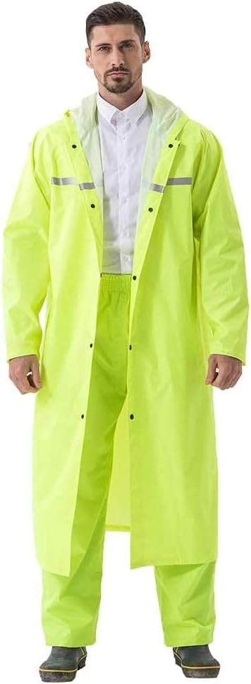 Pahajim Mens Raincoat with Hood Long Waterproof Ponchos Lightweight Rain Jacket for Women Adults