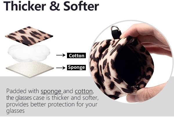 Face Shadow Double Glasses Case Soft Eyeglass Case For Women Men Squeeze Top Sunglasses Case With Cleaning Cloth