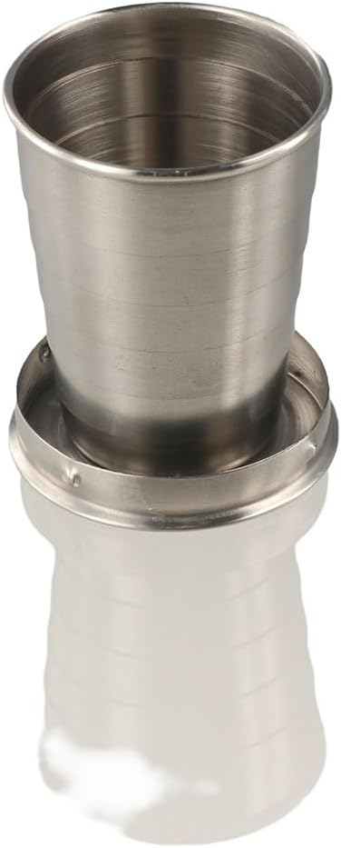 2Pcs 70ML /2.5oz Stainless Steel Folding Cup, Reusable Portable Collapsible Cup Drinking Mug with Lids Keychain for Outdoor Travel Camping Hiking Fishing