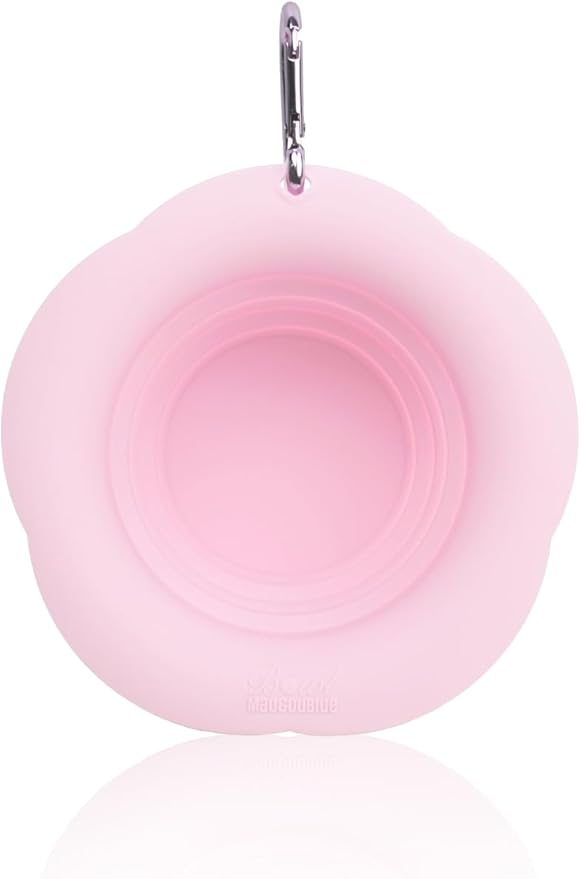 Silicone Collapsible Dog Bowls, No Splash Spill Proof Dog Travel Bowls Integrated Molding Portable Pet Bowl for Outdoor Camping Hiking(Pink, S)