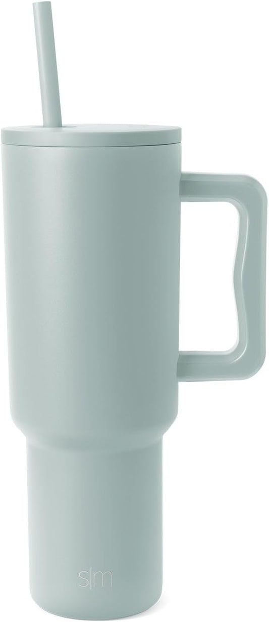 Simple Modern 40 oz Trek Tumbler with Handle and Straw Lid | Cup Holder Friendly Insulated Stainless Steel Travel Mug | Sea Glass Sage,(Pack of 12)