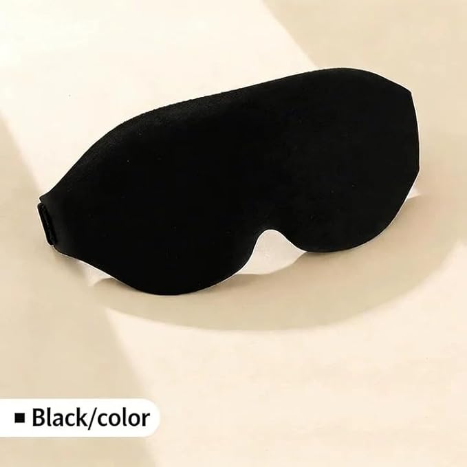 3D Eye Mask for Side Sleeper Men & Women, Soft Breathable Zero Eye Pressure Light Blocking Night Blindfold with Adjustable Strap for Travel, Black