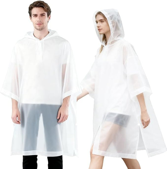 2 Pack Rain Ponchos Raincoats for Adults Reusable Hooded Waterproof Rain Coats for Men & Women