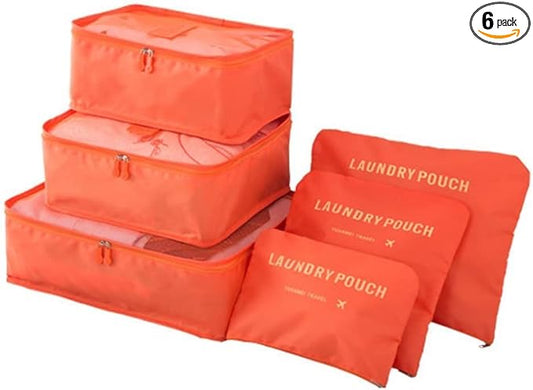 Portable Packing Cubes - Perfect Luggage Organizer Bags, Packing Cubes for Suitcases, Compression Packing Cubes, Travel Bags Organizer for Luggage, Luxurious Travel Cubes, Orange