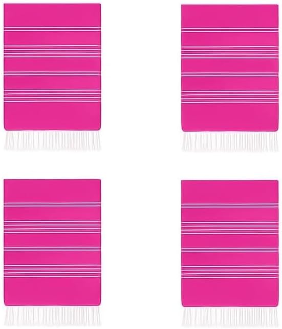 HAVLULAND Turkish Beach Towels Pack 4 – Oversized, Quick-Dry & Sand-Free | Lightweight, Absorbent Bath Towels for Travel, Pool, Vacation & Beach Blanket | 40” x 72” Bulk Set – Fuchsia