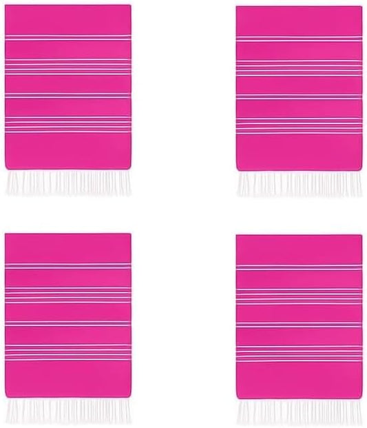 HAVLULAND Turkish Beach Towels Pack 4 – Oversized, Quick-Dry & Sand-Free | Lightweight, Absorbent Bath Towels for Travel, Pool, Vacation & Beach Blanket | 40” x 72” Bulk Set – Fuchsia