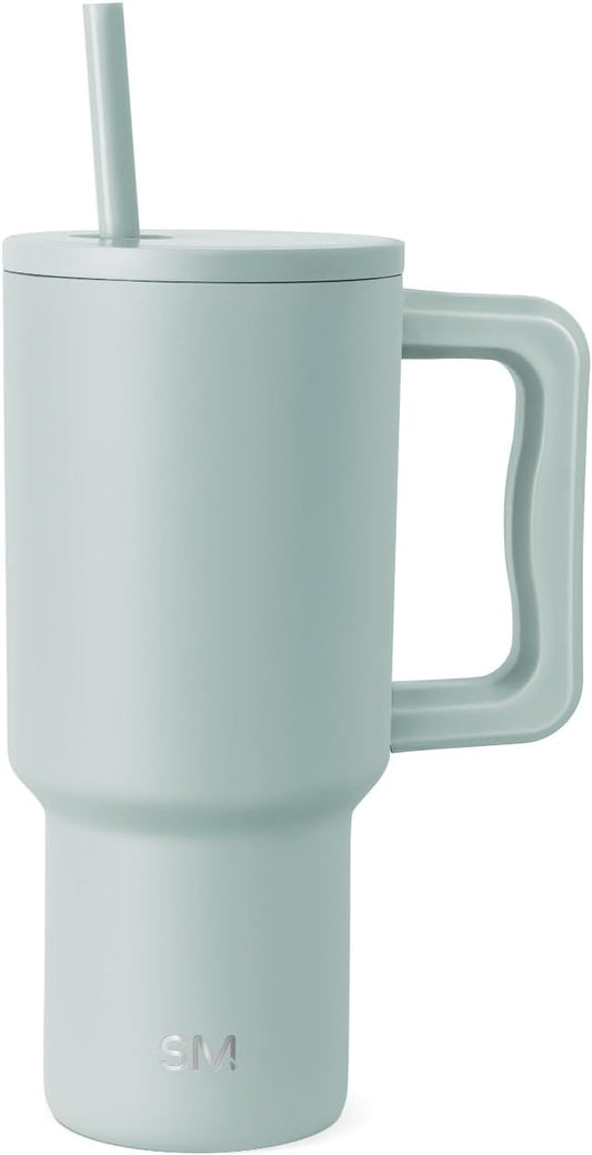 Simple Modern 30 oz Trek Tumbler with Handle and Straw Lid | Cup Holder Friendly Insulated Stainless Steel Travel Mug | Sea Glass Sage (Pack of 12)