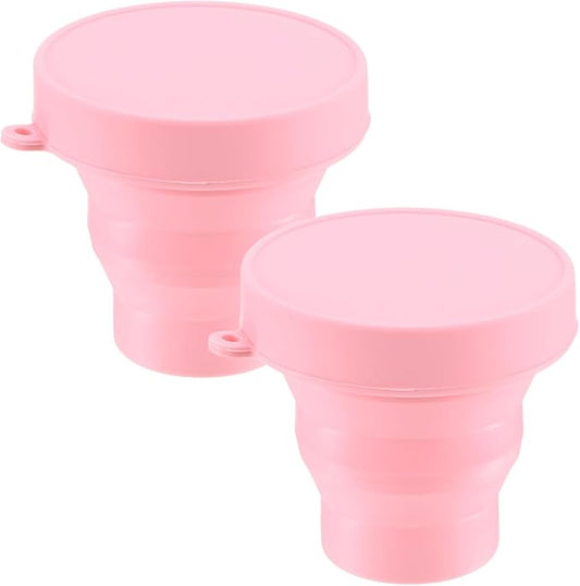 2 Pack Collapsible Travel Cup, 5.7oz(170ml) Silicone Portable Foldable Water Cup Bottle for Travel/Camping/Hiking, Reusable [Pink]