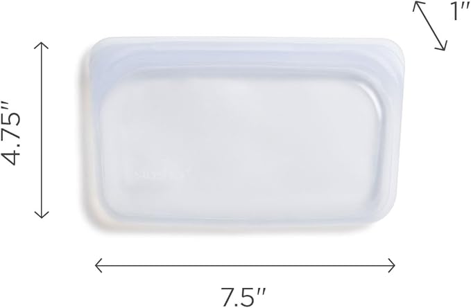 Stasher Silicone Reusable Storage Bag, Freezer Bag, Reusable Snack Bags, Microwave, Dishwasher, Oven Safe, Sous Vide, Premium Lunch Container, Eco Friendly, Food Storage Bag, 12 oz, Clear | Reusable Food Bag