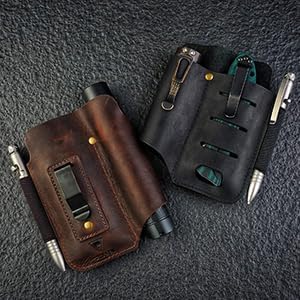 VIPERADE PJ15 Multitool Sheath for Belt, EDC Leather Sheath, Leather Flashlight Holster, EDC Belt Organizer, Leather EDC Pocket Organizer, Flashlight Sheath