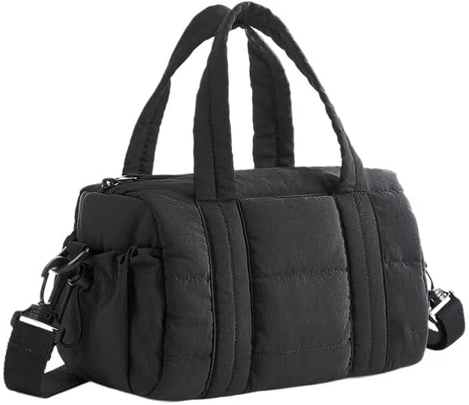Reiki Mini Gym Bag for Women, Small Duffle Bag with Detachable Strap, Mini Crossbody Bags for Women (Black)