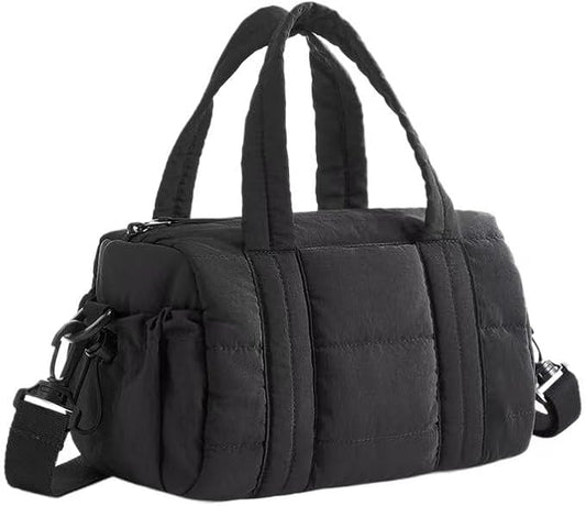 Reiki Mini Gym Bag for Women, Small Duffle Bag with Detachable Strap, Mini Crossbody Bags for Women (Black)